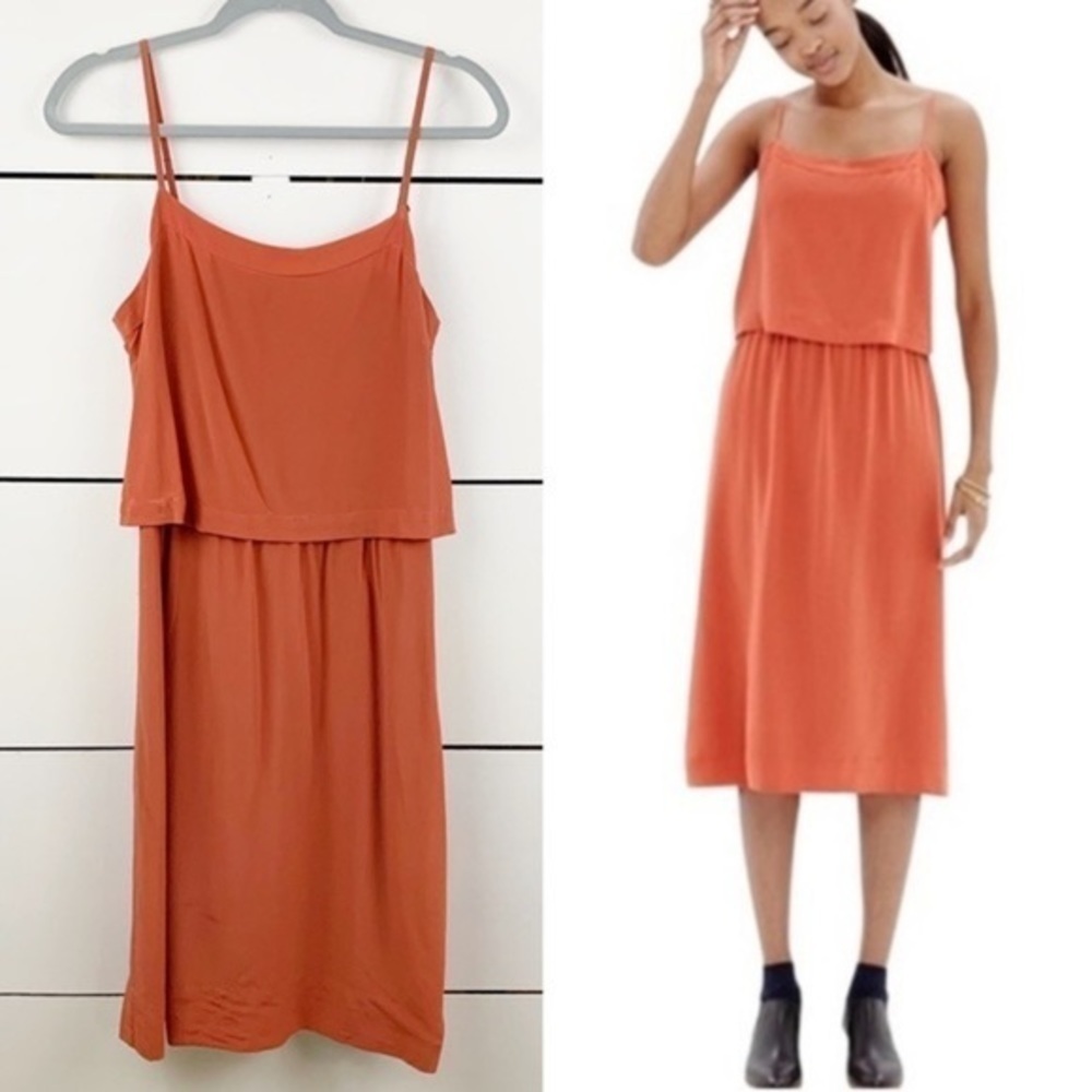 Madewell Camisole Overlay orange Silk Slipdress size 2 - Picture 16 of 16